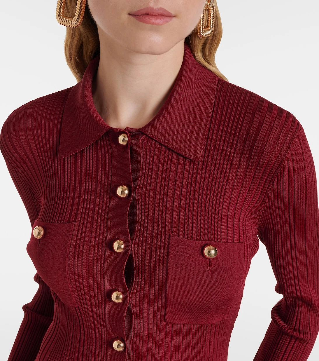 Self-Portrait - Ribbed-knit midi dress