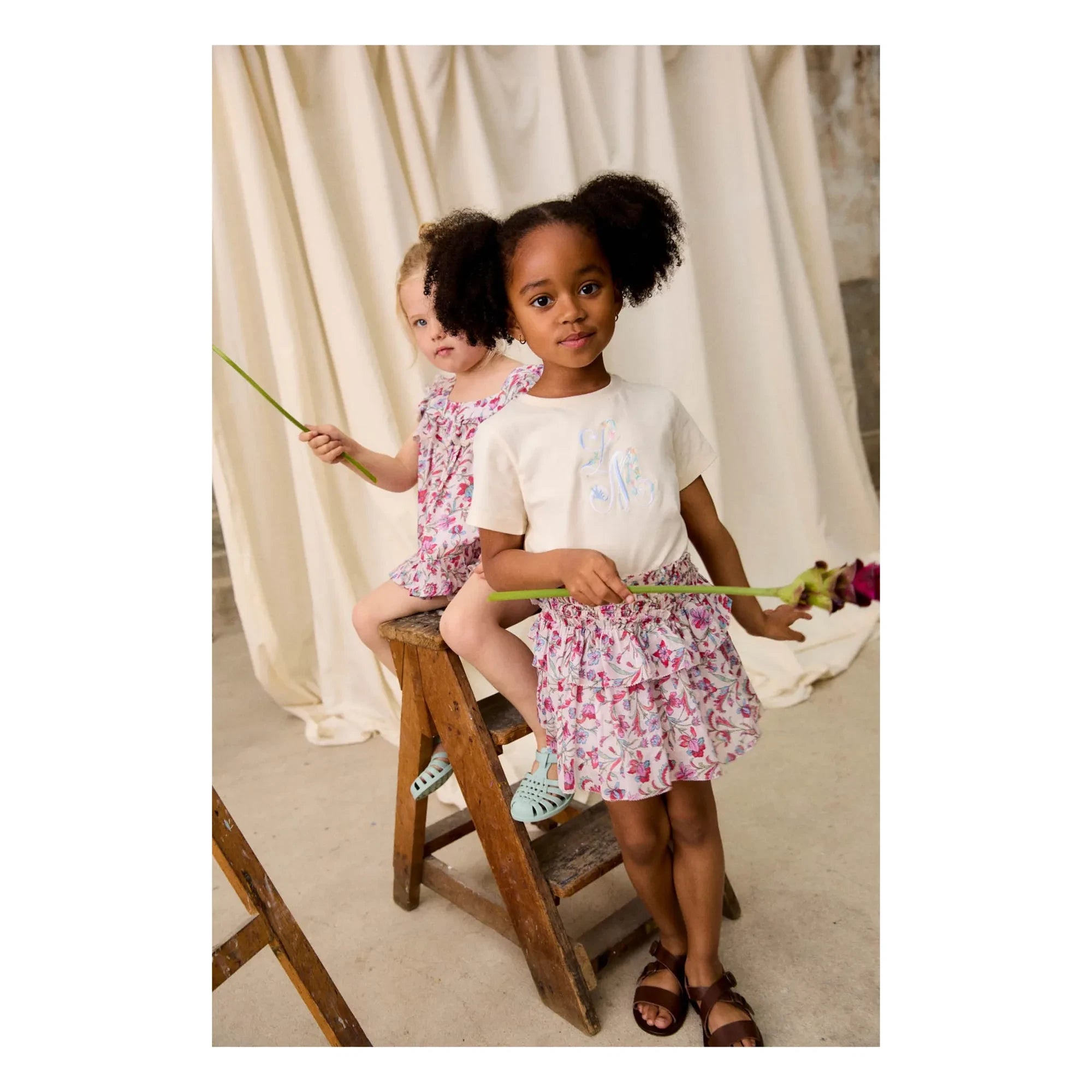 Louise Misha - Roumia Fleurie Skirt Organic Cotton | Cream