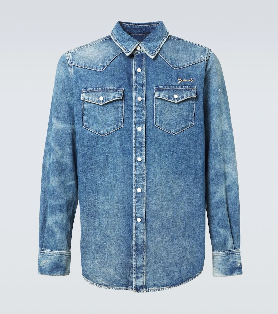 Givenchy - Logo embroidered denim shirt