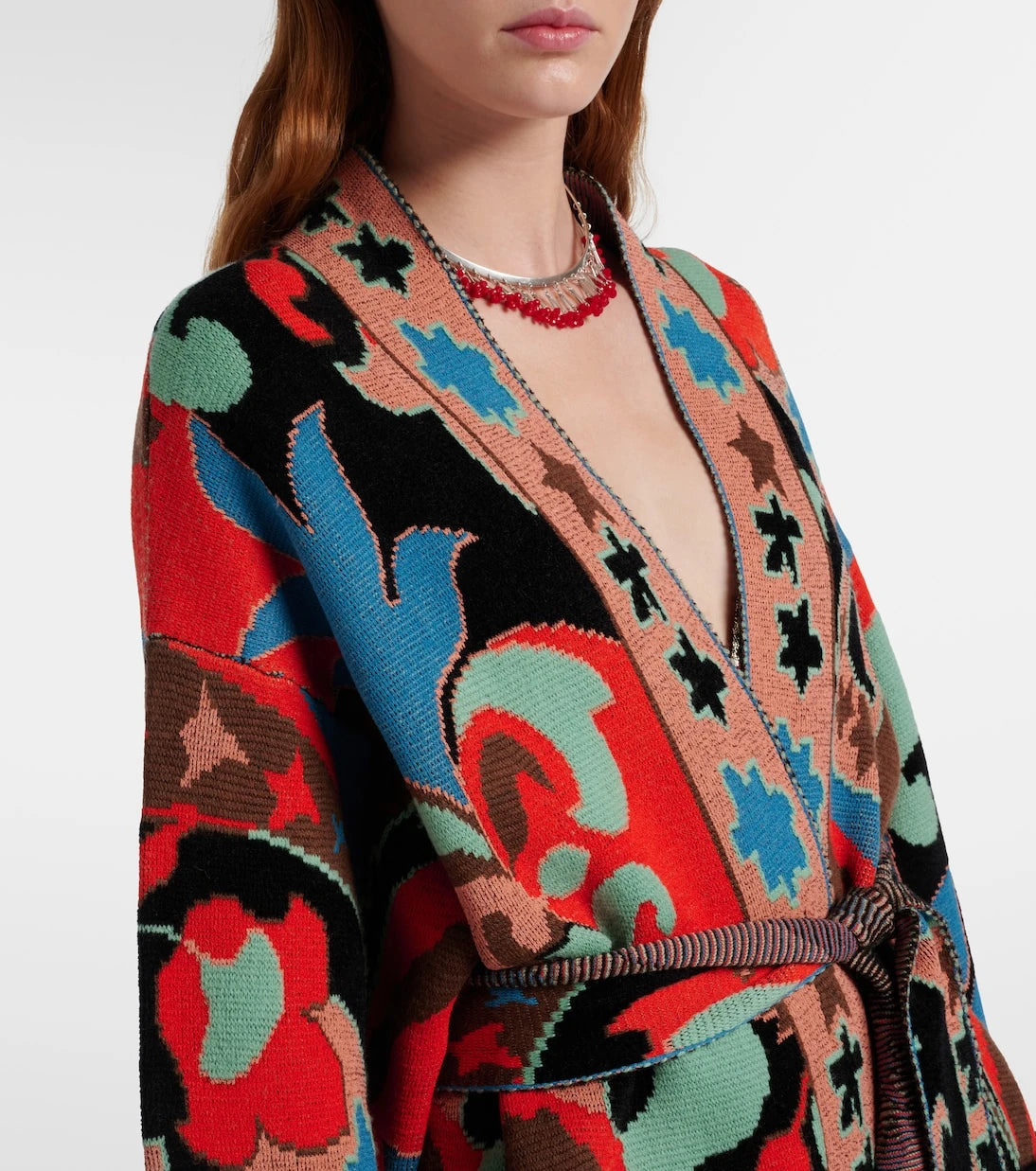 Etro - Jacquard wool-blend wrap cardigan