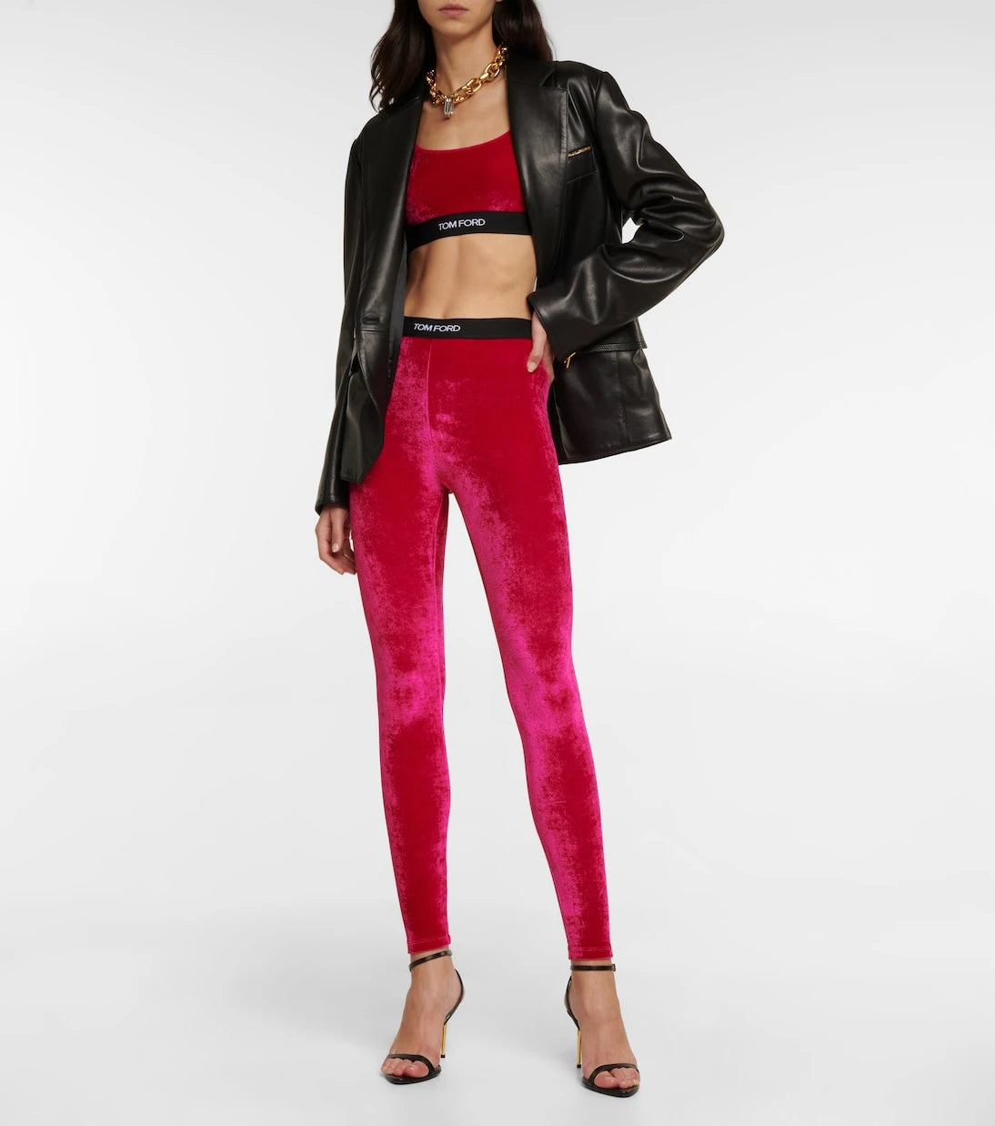 Tom Ford - Logo velvet leggings