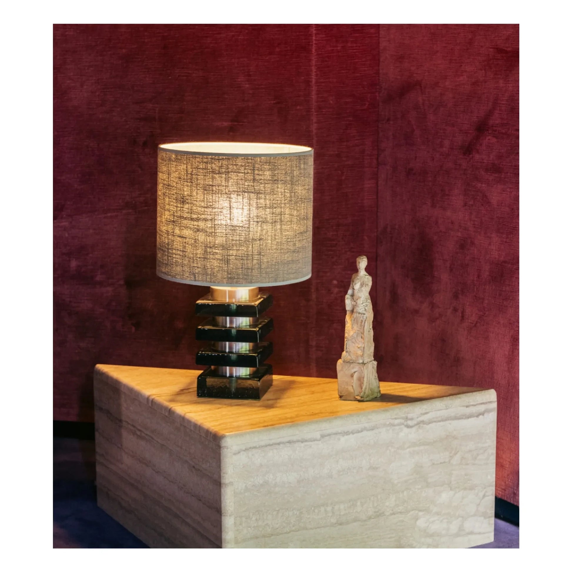 The Socialite Family - Triangolo travertine side table
