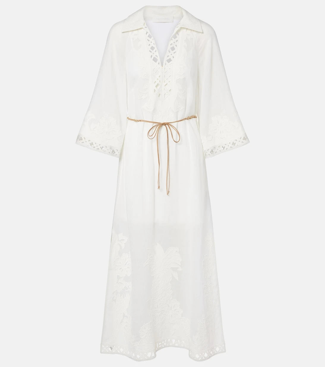 Zimmermann - Indra embroidered ramie midi dress