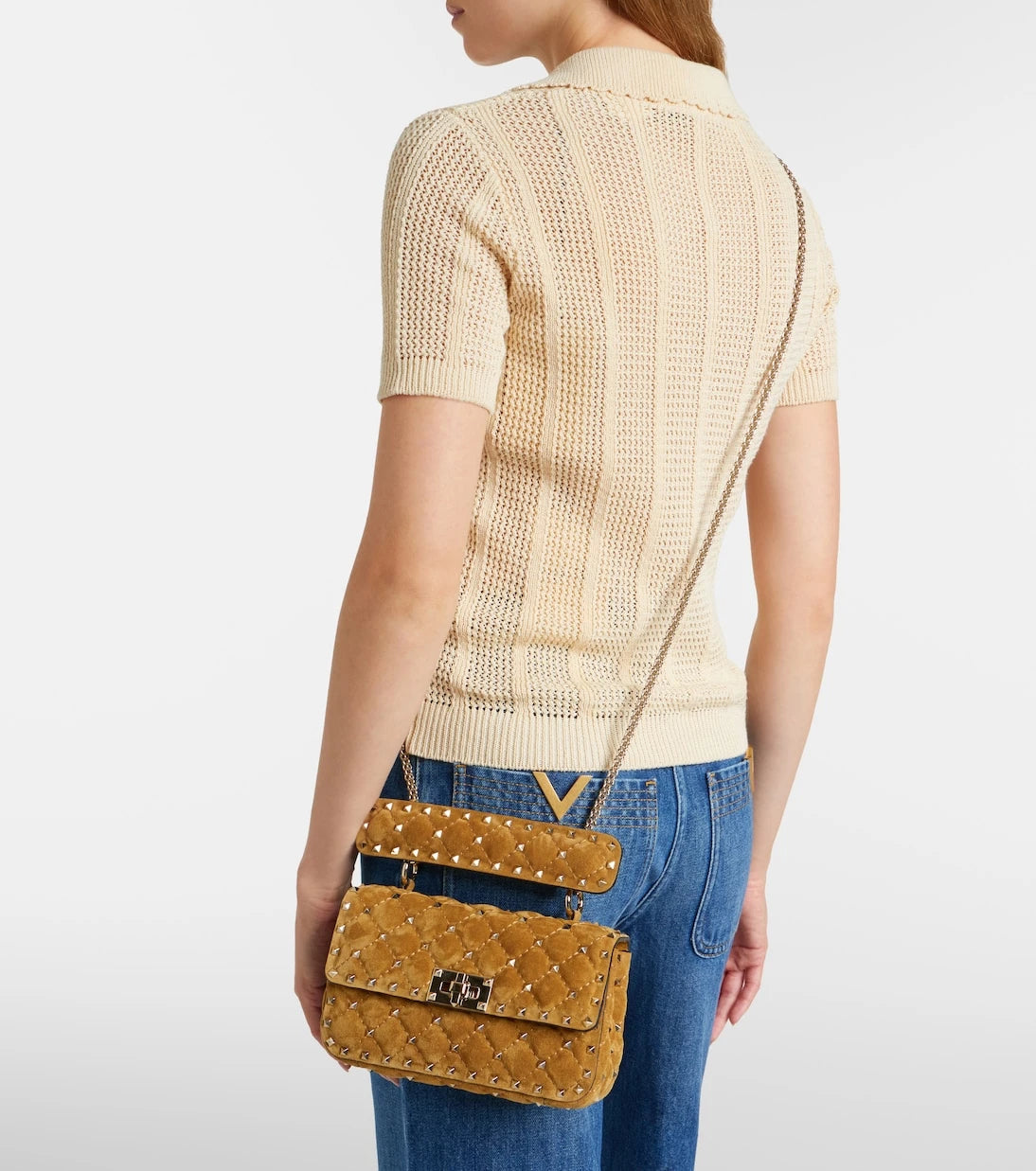Valentino Garavani - Rockstud Spike Small suede top-handle bag