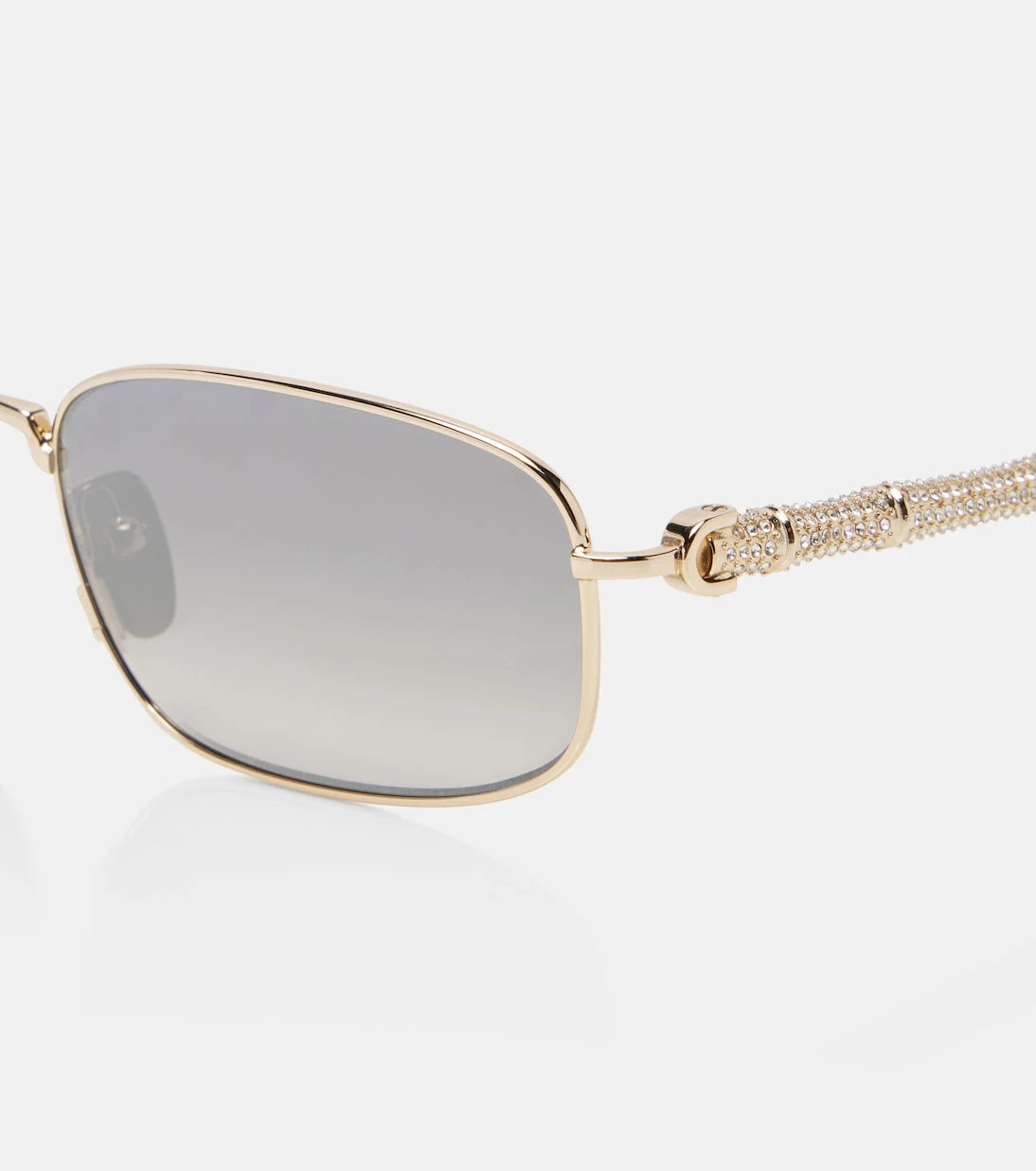 Gucci - Bamboo crystal-embellished rectangular sunglasses