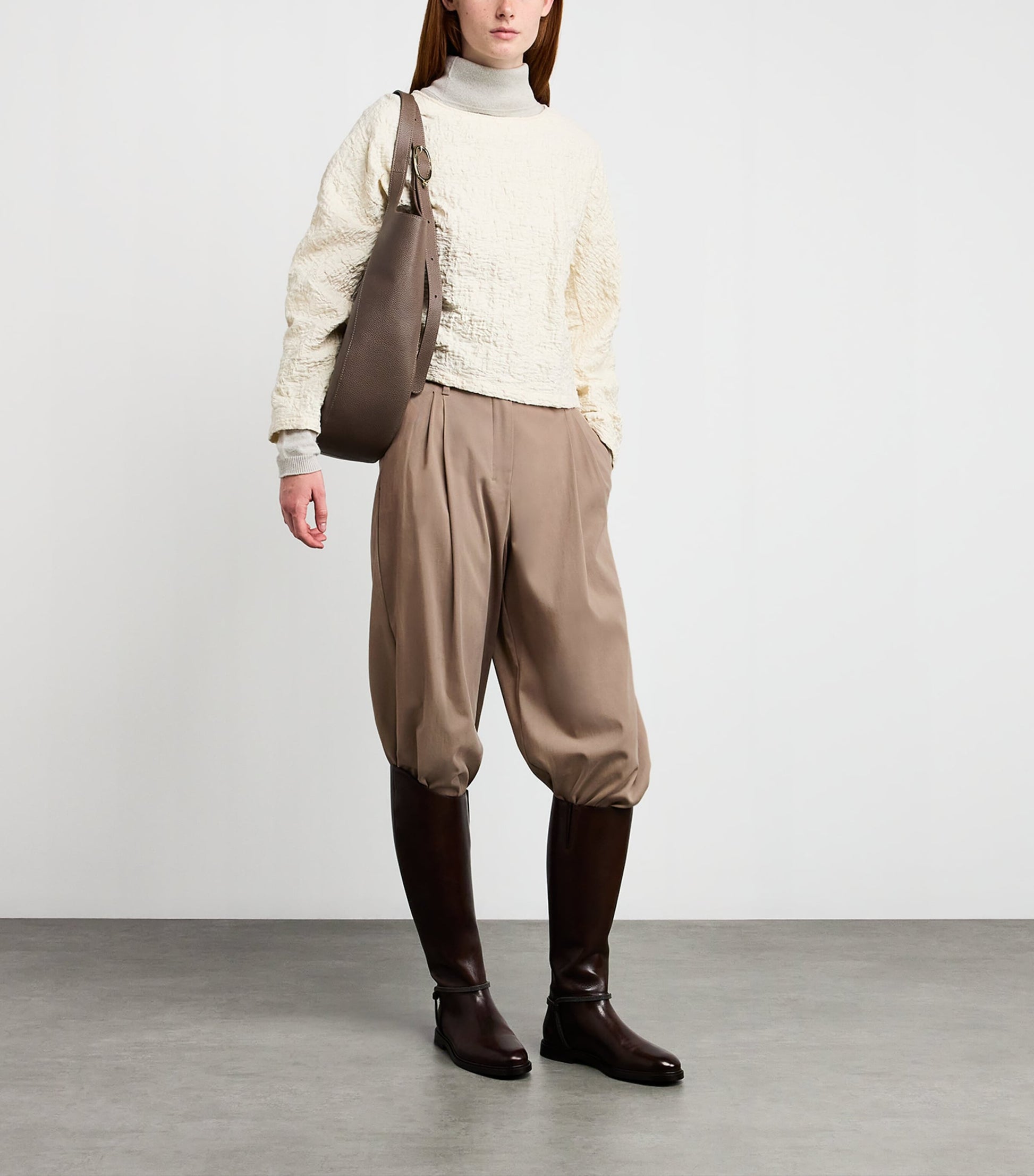 Stretch-Drill Wide-Leg Trousers