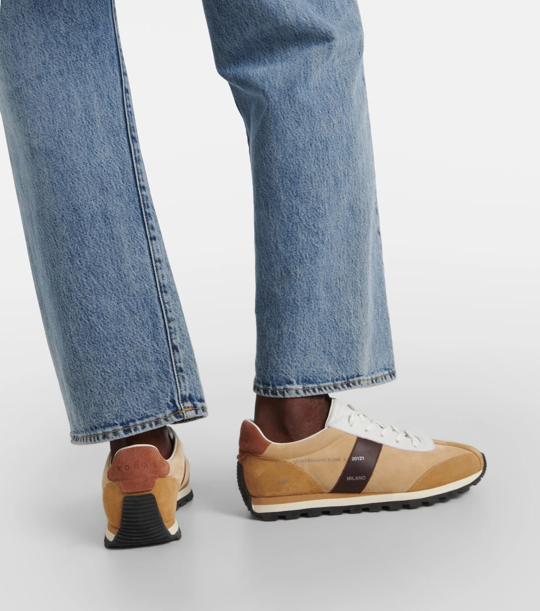 Hogan - Leather-trimmed suede sneakers