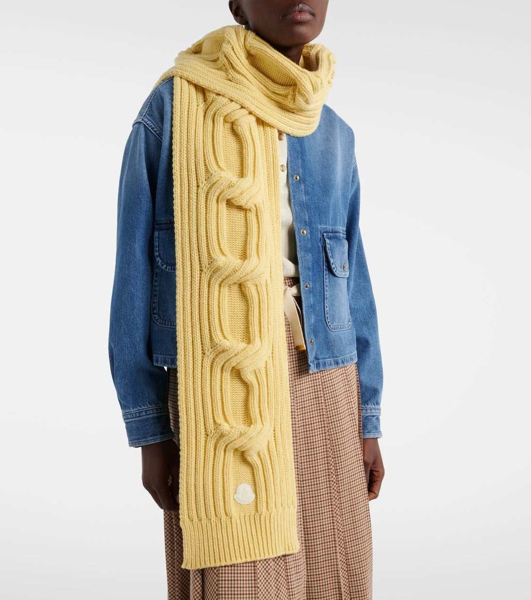 Moncler - Cable-knit wool and cashmere scarf