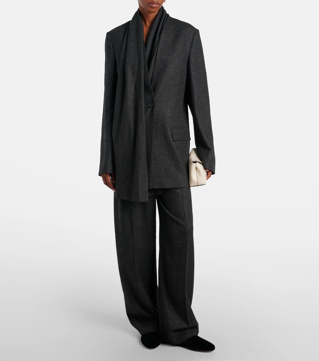 Toteme - High-rise flannel wide-leg pants