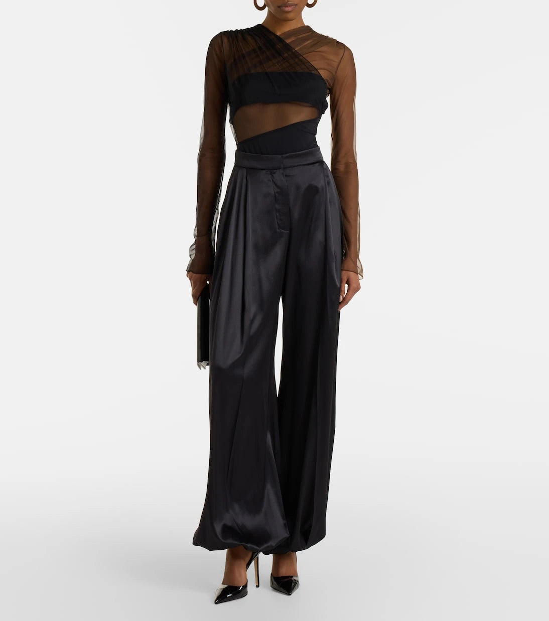 Nensi Dojaka - Cutout ruched sheer bodysuit
