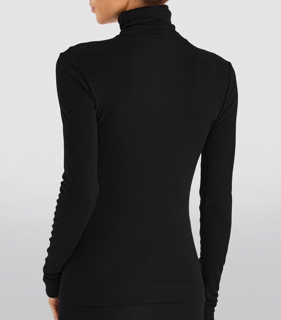 Black Silk-Cashmere Rollneck Top