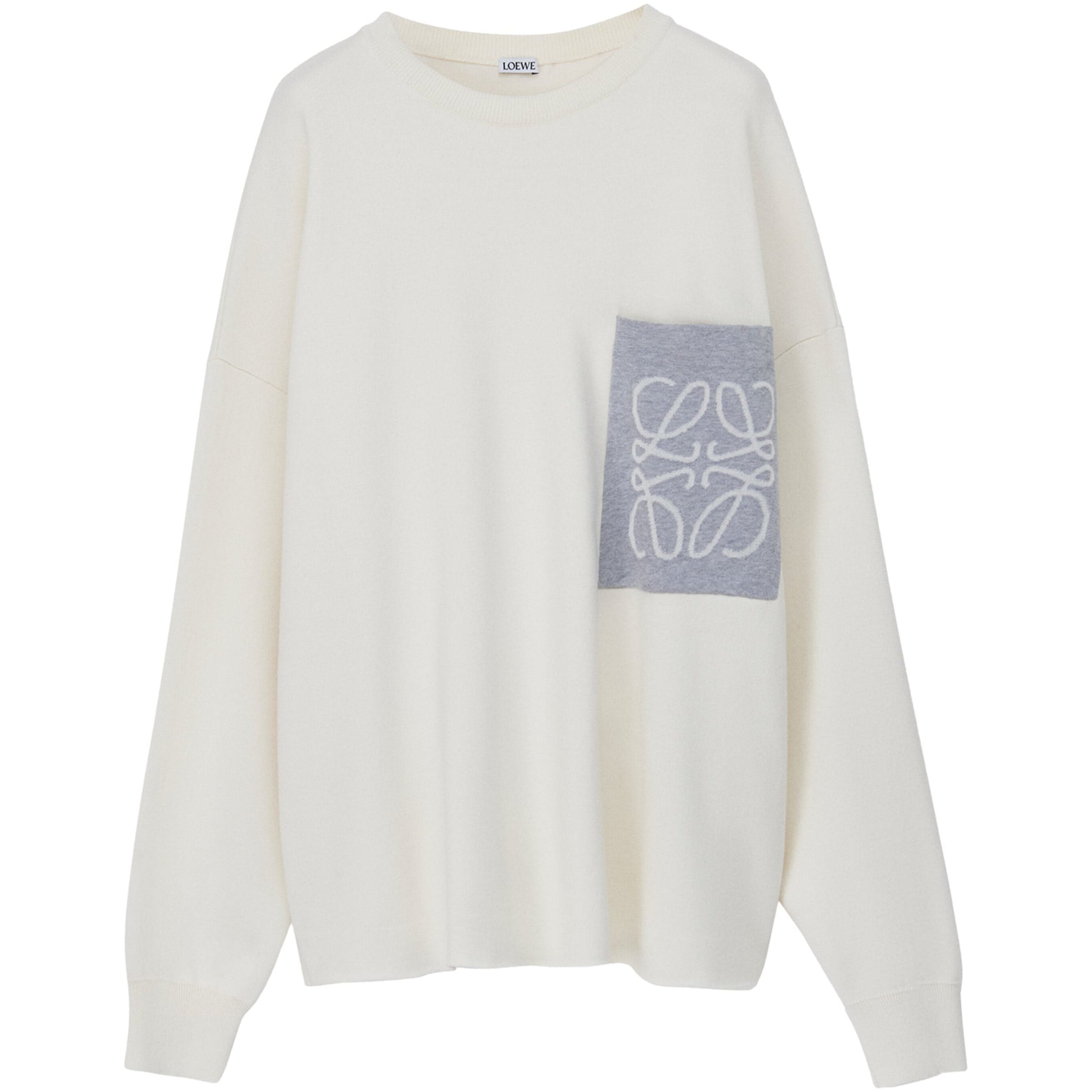 Beige Cotton-Blend Anagram Sweater