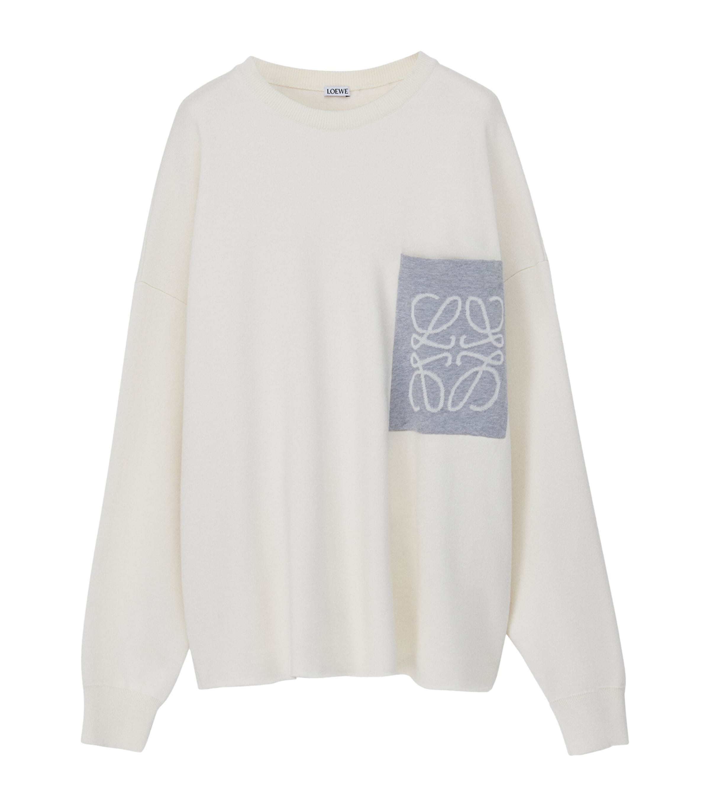 Beige Cotton-Blend Anagram Sweater