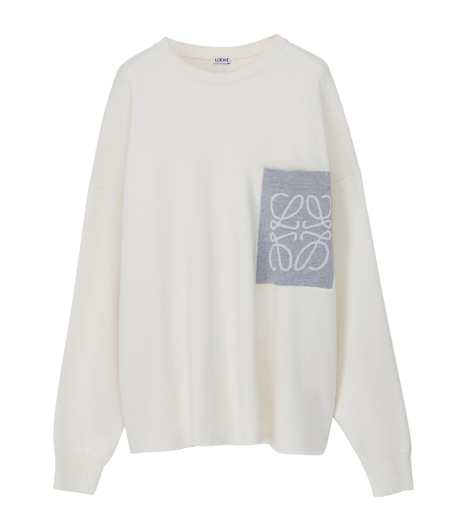 Beige Cotton-Blend Anagram Sweater