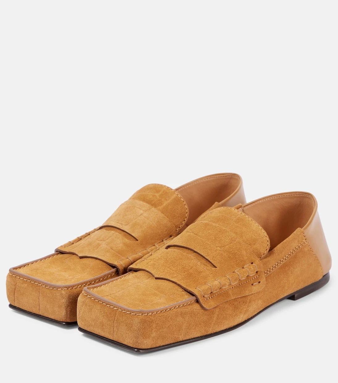 Jacquemus - Carré croc-effect suede penny loafers