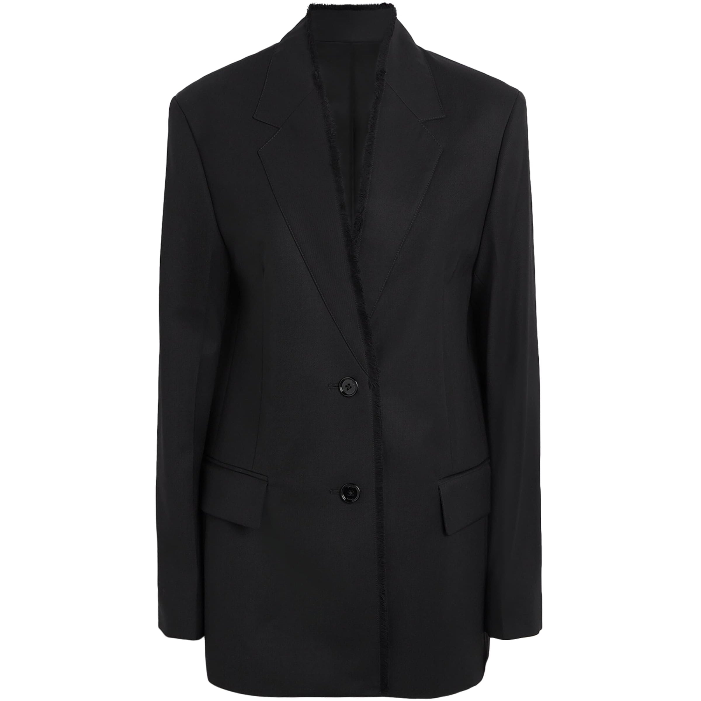 Toteme Black Wool Raw-Lapel Blazer