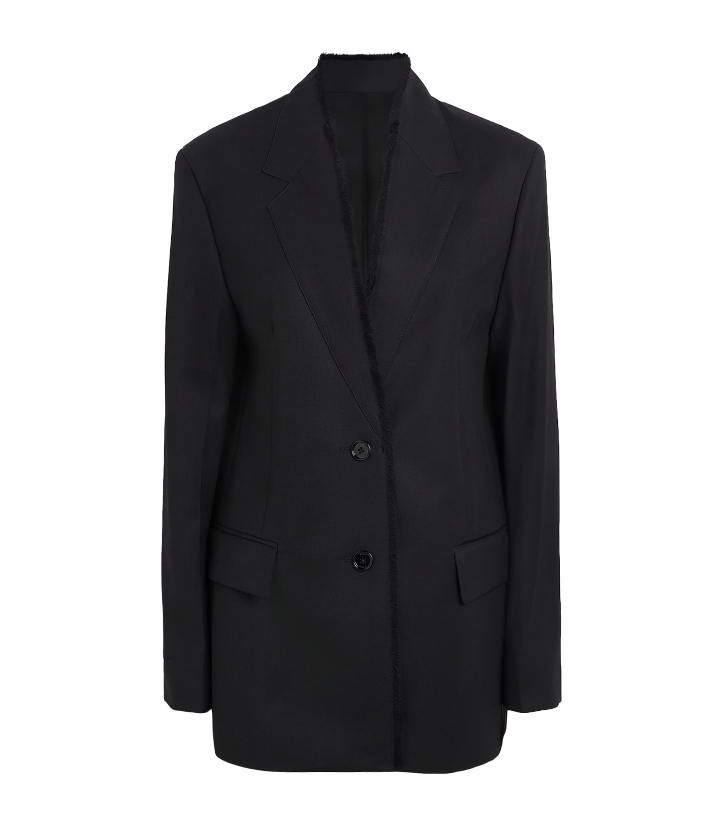 Toteme Black Wool Raw-Lapel Blazer