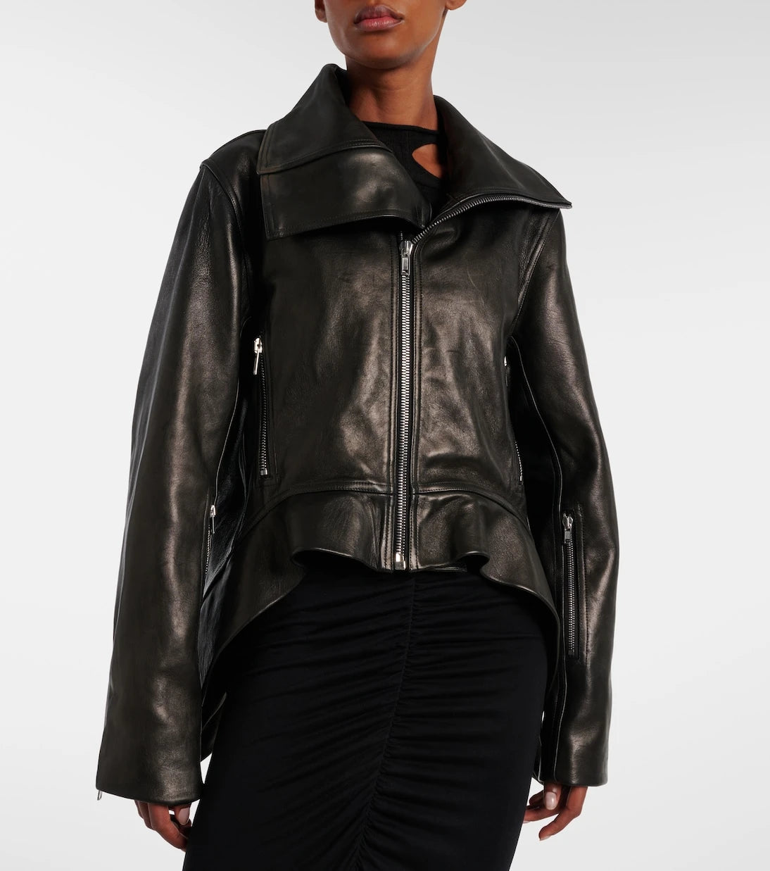 Rick Owens - Asymmetric leather jacket