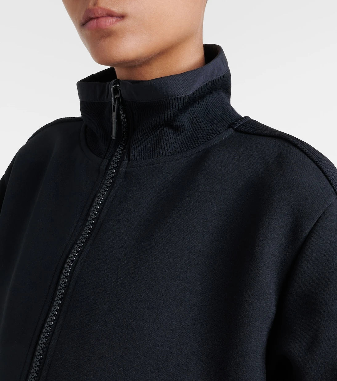 Sacai - Paneled twill zip-up sweatshirt