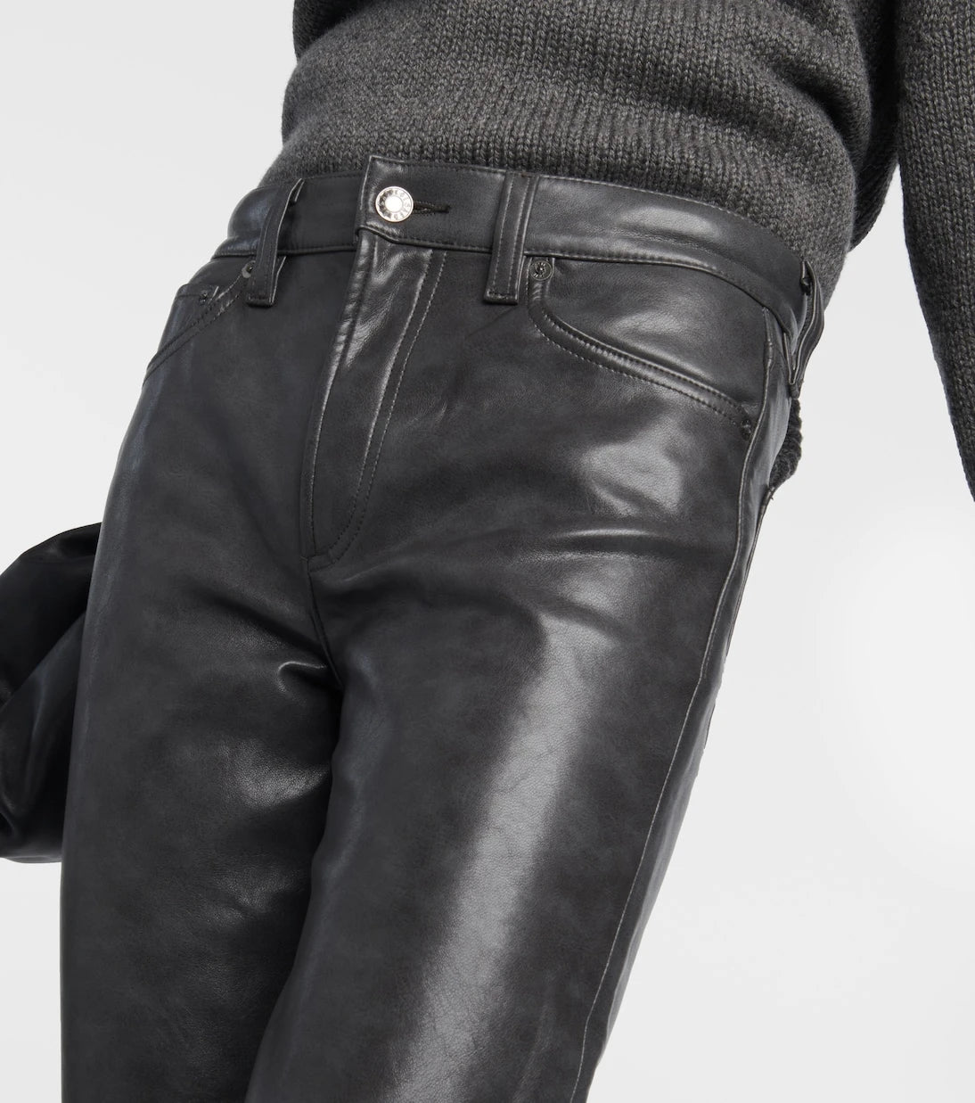 Agolde - Sloane mid-rise leather straight pants