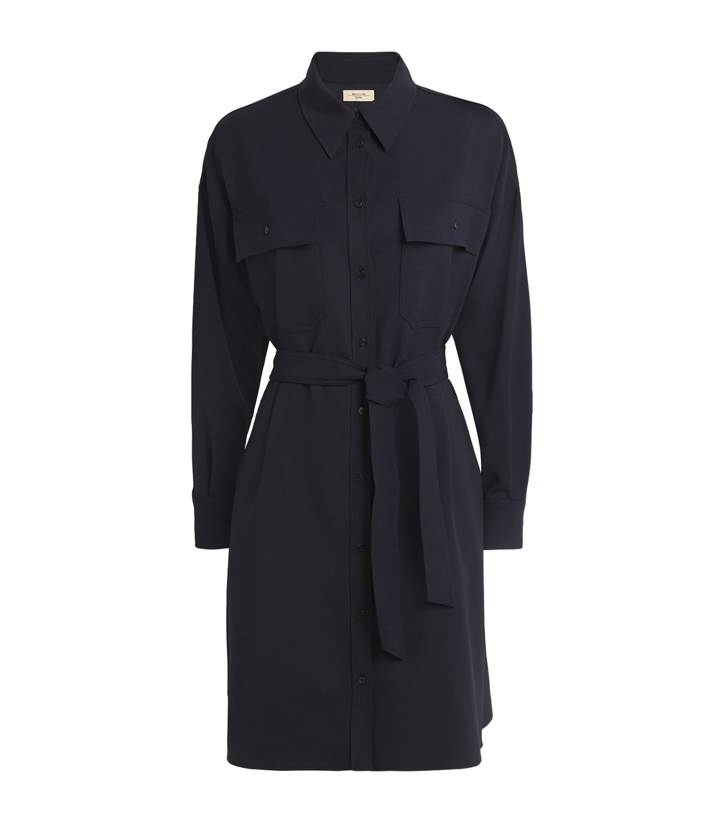 Weekend Max Mara Blue Belted Mini Shirt Dress