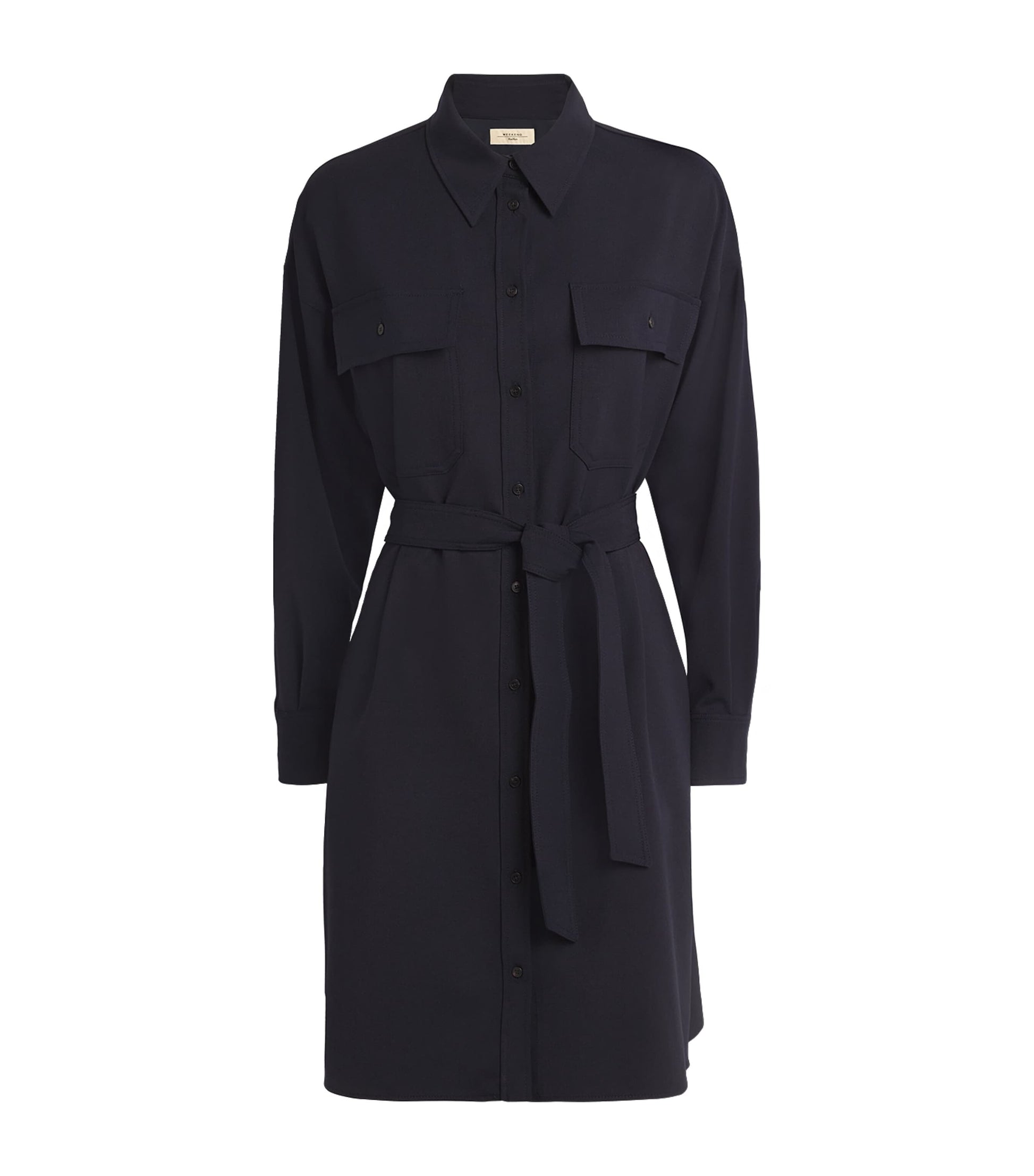 Weekend Max Mara Blue Belted Mini Shirt Dress