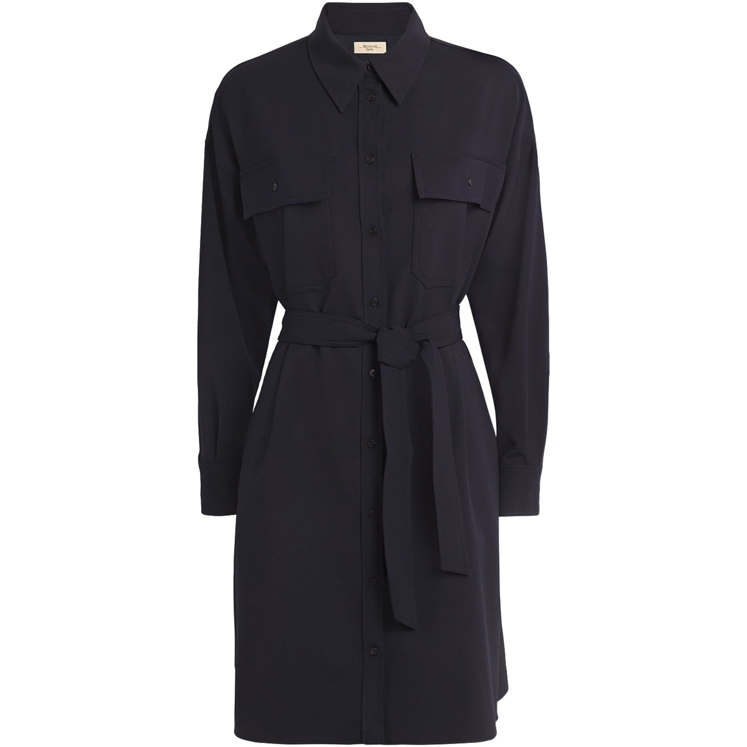 Weekend Max Mara Blue Belted Mini Shirt Dress