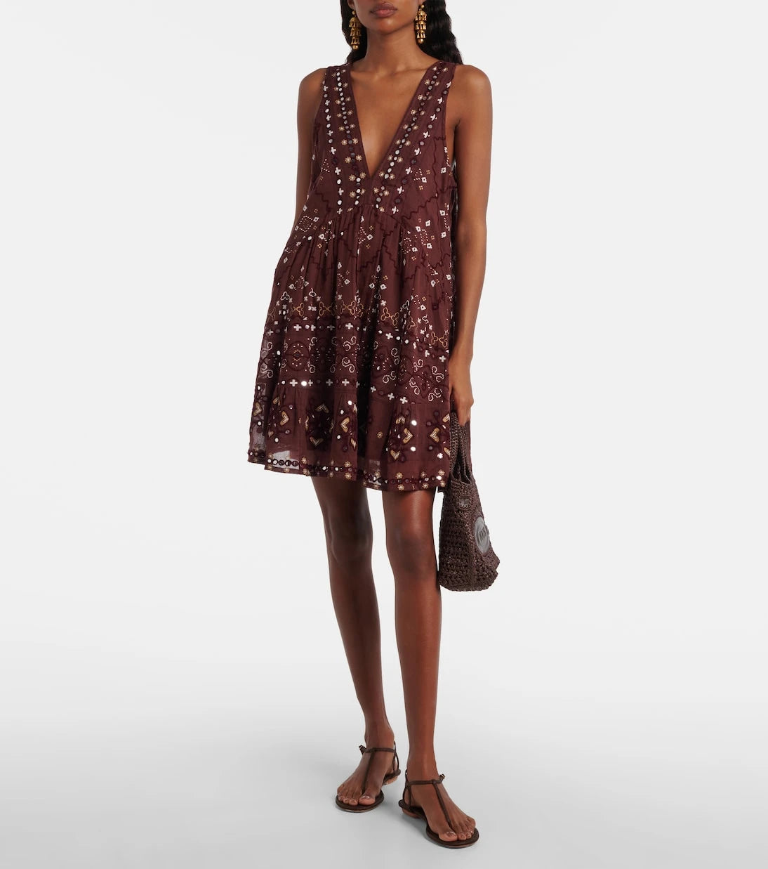 Juliet Dunn - Embroidered cotton minidress