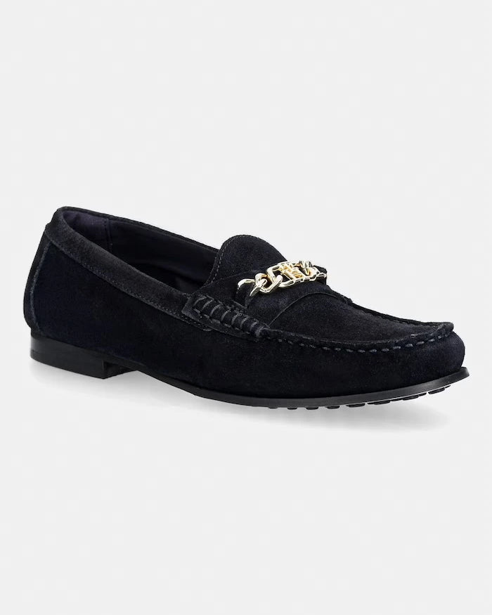 Tommy Hilfiger мокасини дамски от велур TH CHAIN SUEDE LOAFER