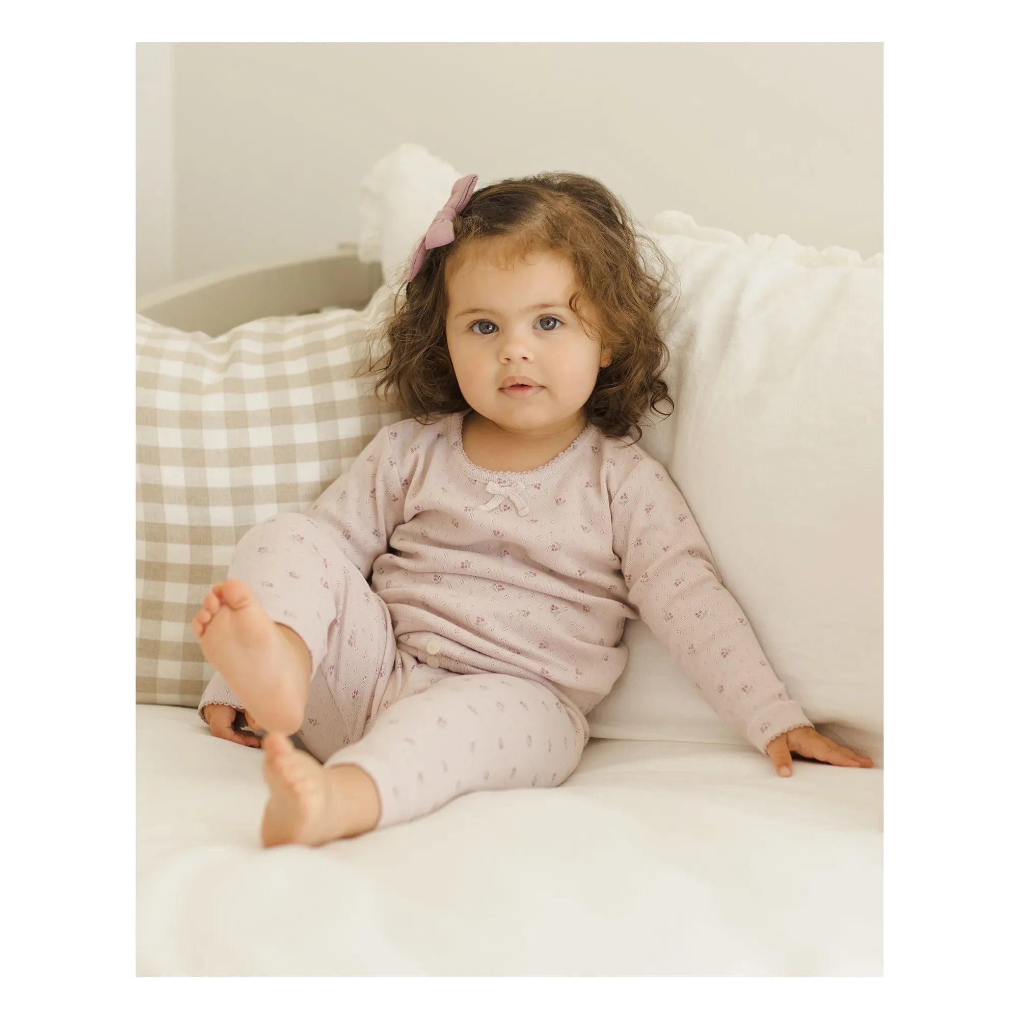 Quincy Mae - Pointelle Organic Cotton T-shirt and Legging Set | Lilac