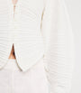 Cult Gaia White Rib-Knit Blair Cardigan