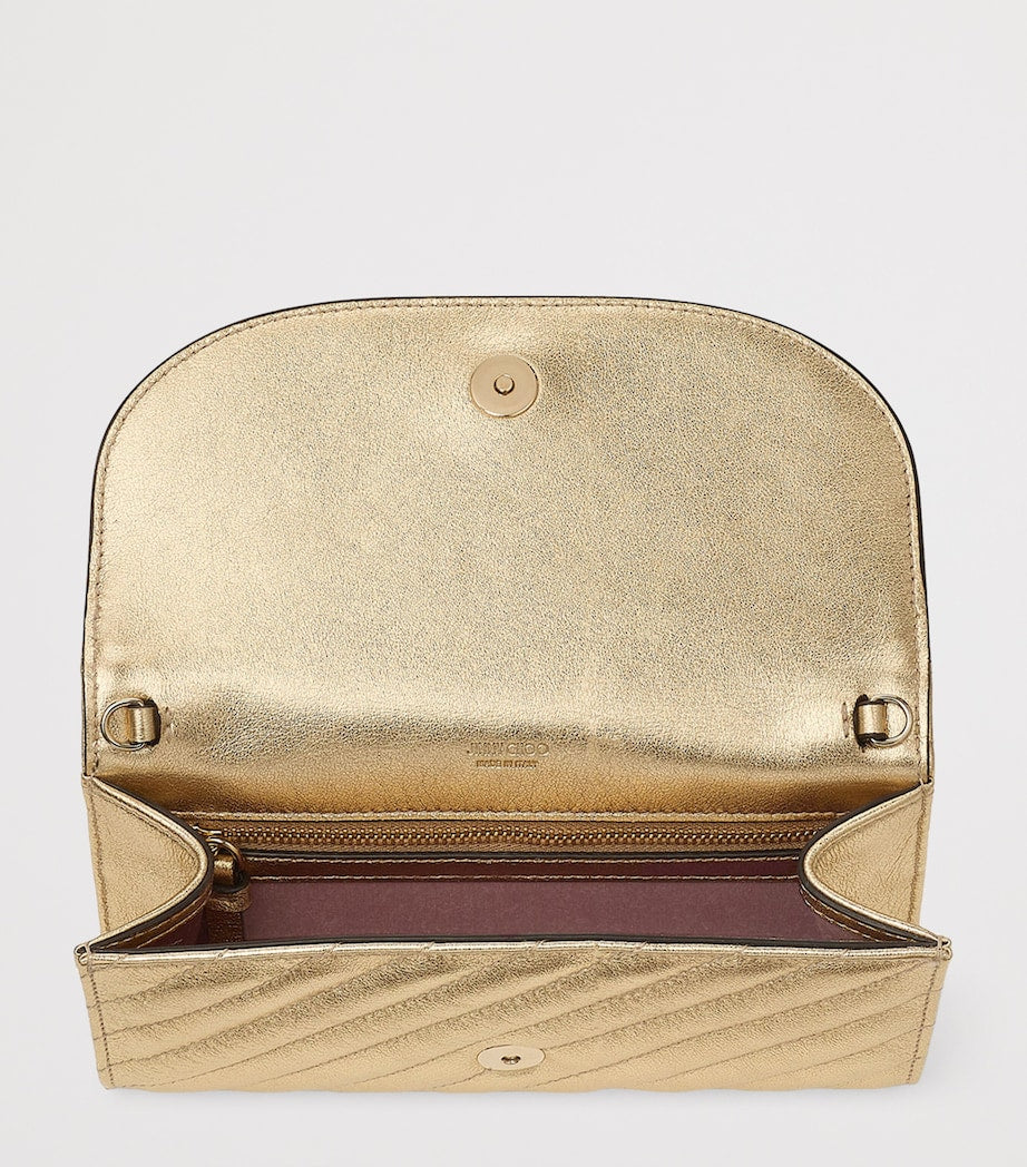 Gold Leather Curve Chain Wallet