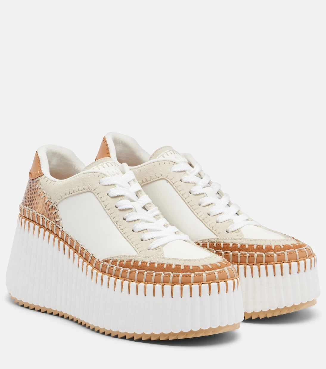 Chloé - Nama leather-trimmed platform sneakers