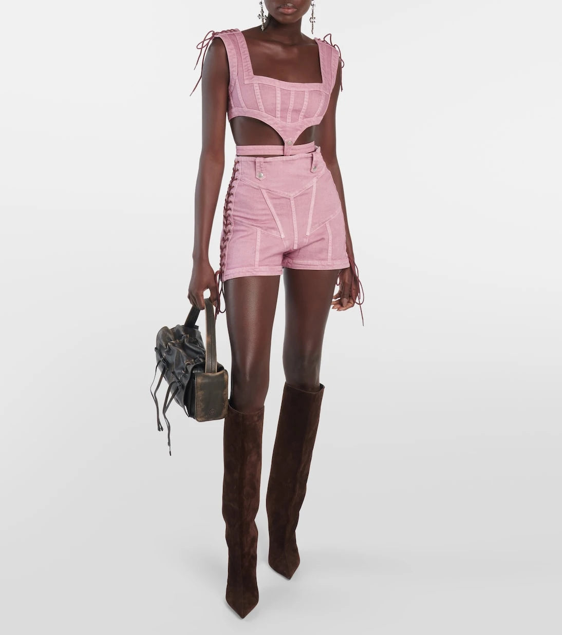 Jean Paul Gaultier - x KNWLS cutout denim corset top