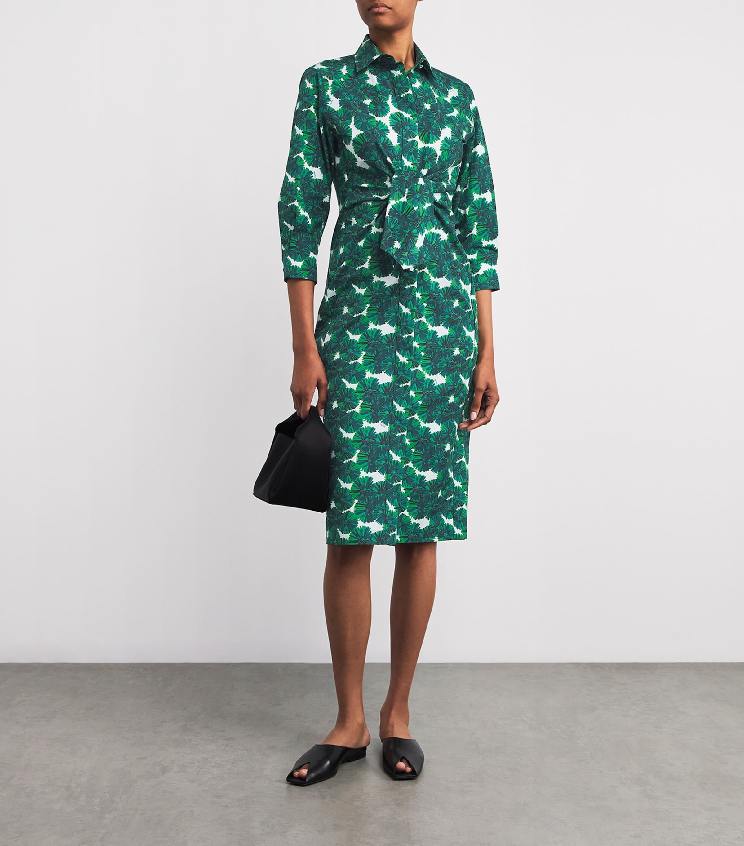 Max Mara Beige Cotton Poplin Print Shirt Dress