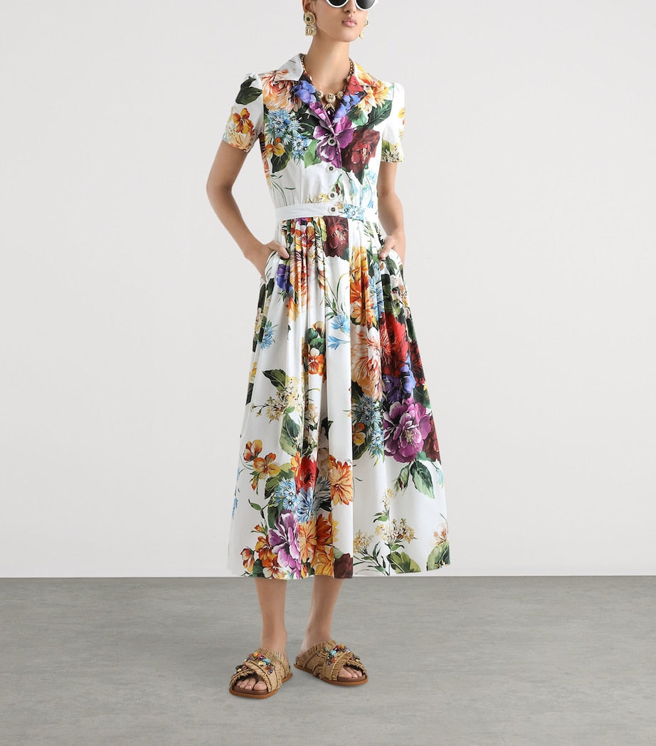 Dolce & Gabbana Multi Floral Midi Shirt Dress