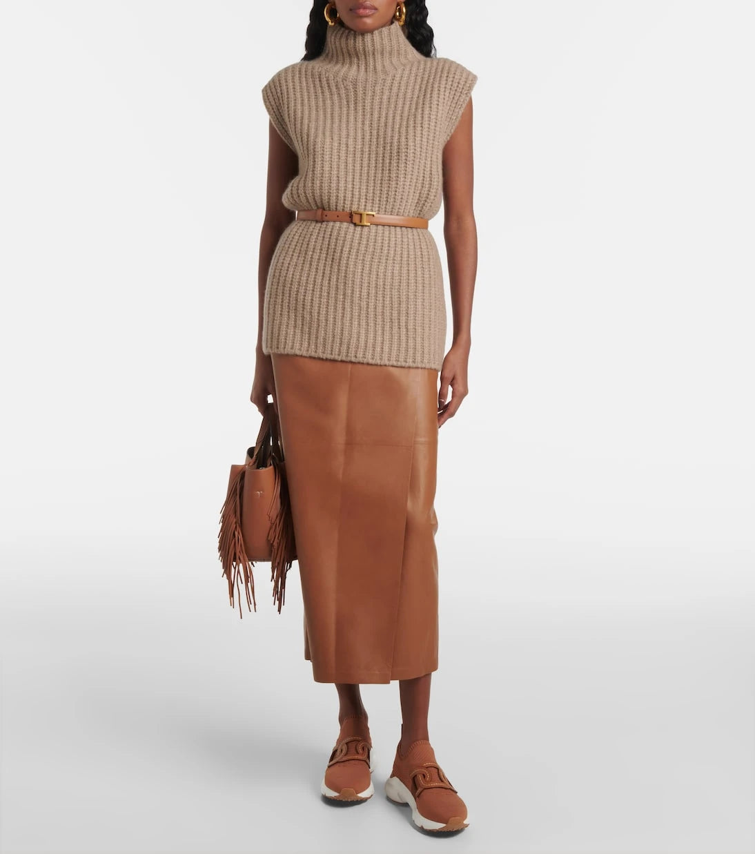 Tod's - Leather-trimmed knit sneakers