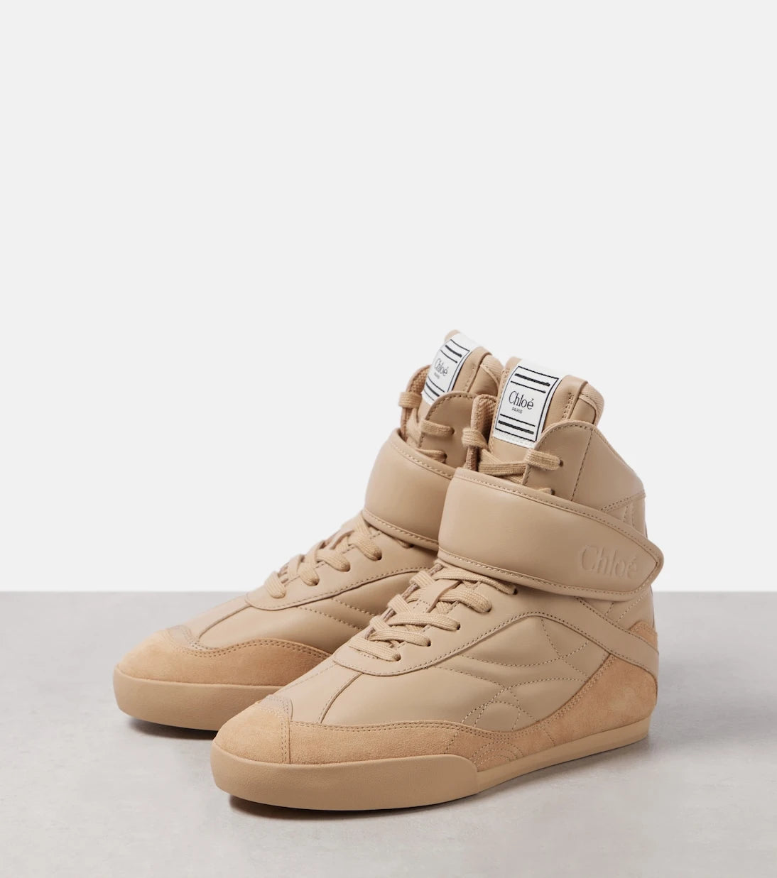 Chloé - Kick suede-trimmed leather high-top sneakers