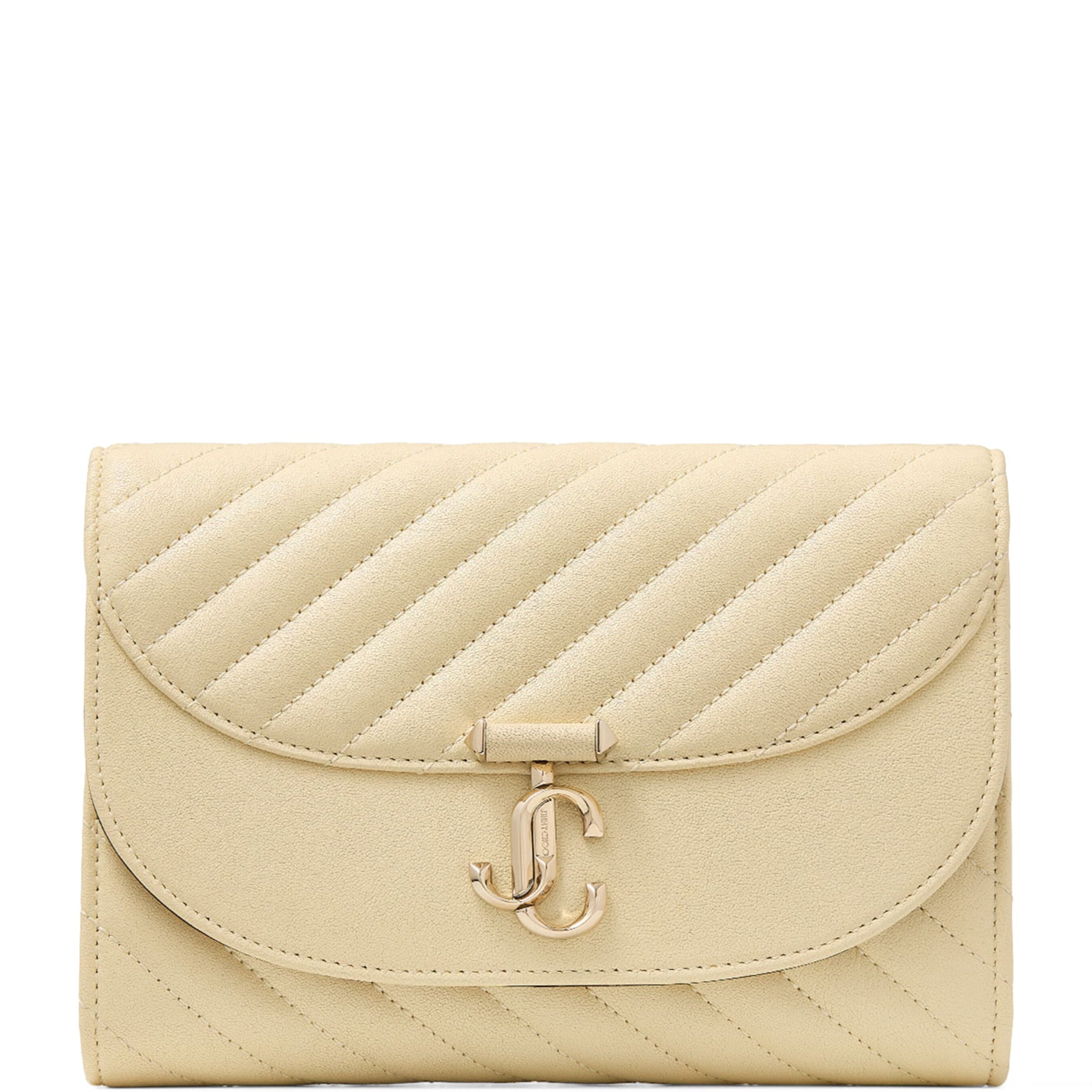 Jimmy Choo Beige Leather Curve Clutch Bag