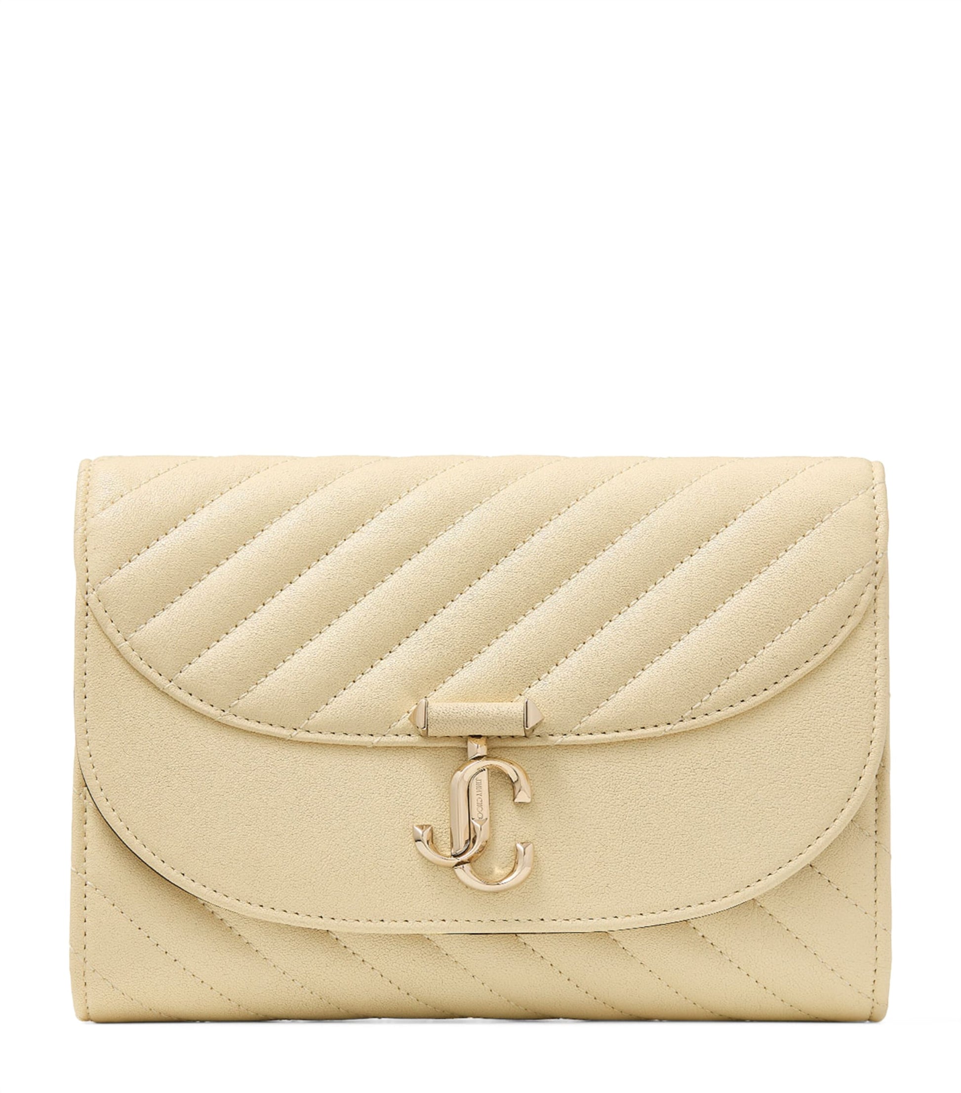 Jimmy Choo Beige Leather Curve Clutch Bag