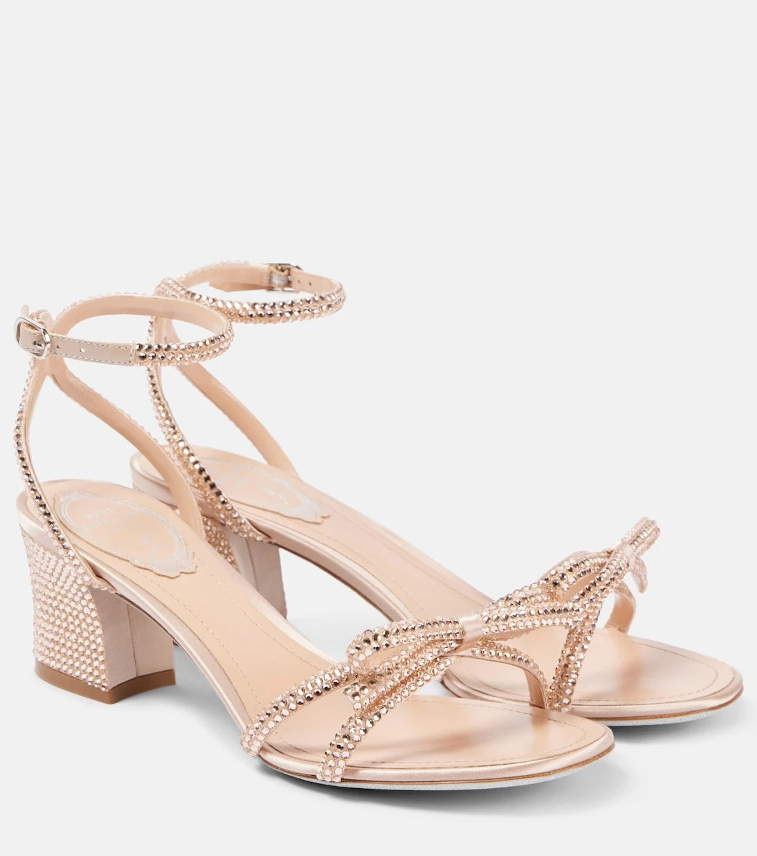 Rene Caovilla - 50 embellished bow-detail satin sandals