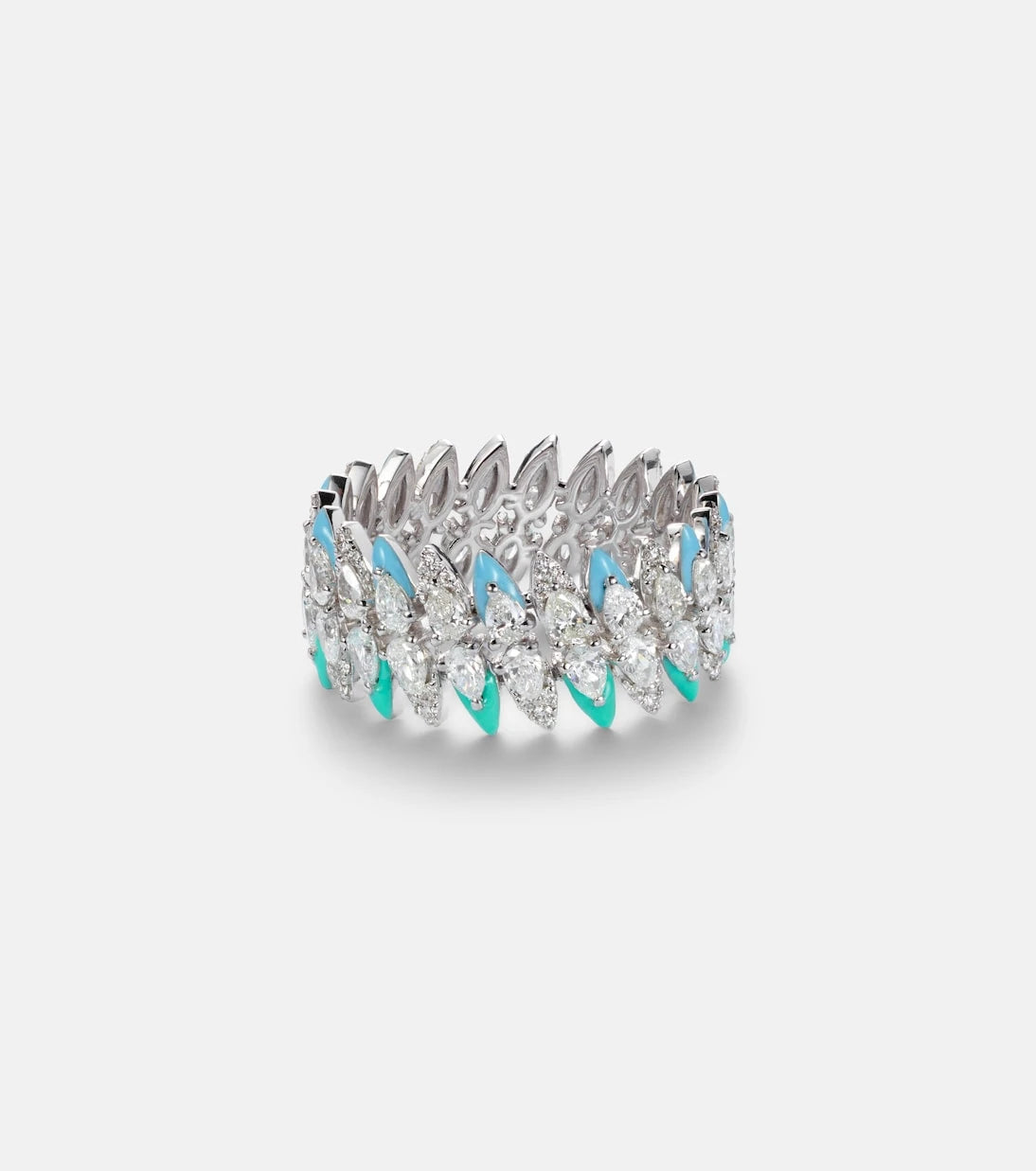 Kamyen - 18kt white gold ring with diamonds