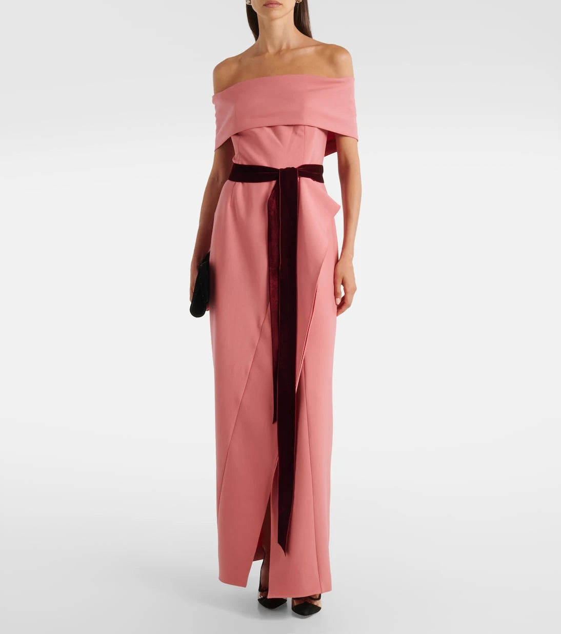 Oscar de la Renta - فستان سهرة من مزيج الصوف مكشوف الكتفين