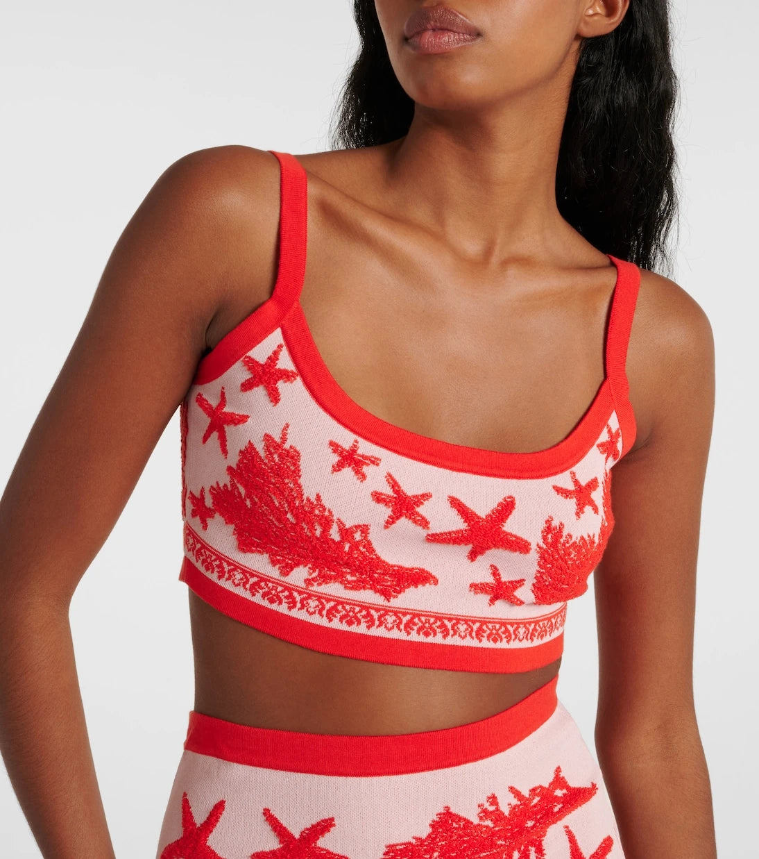Versace - Cotton-blend jacquard crop top