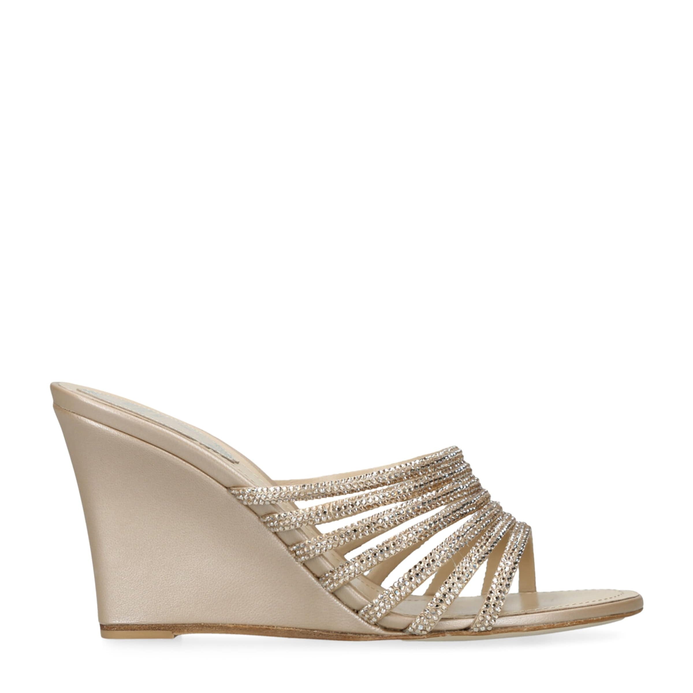 Gold Satin Strappy Wedges 80