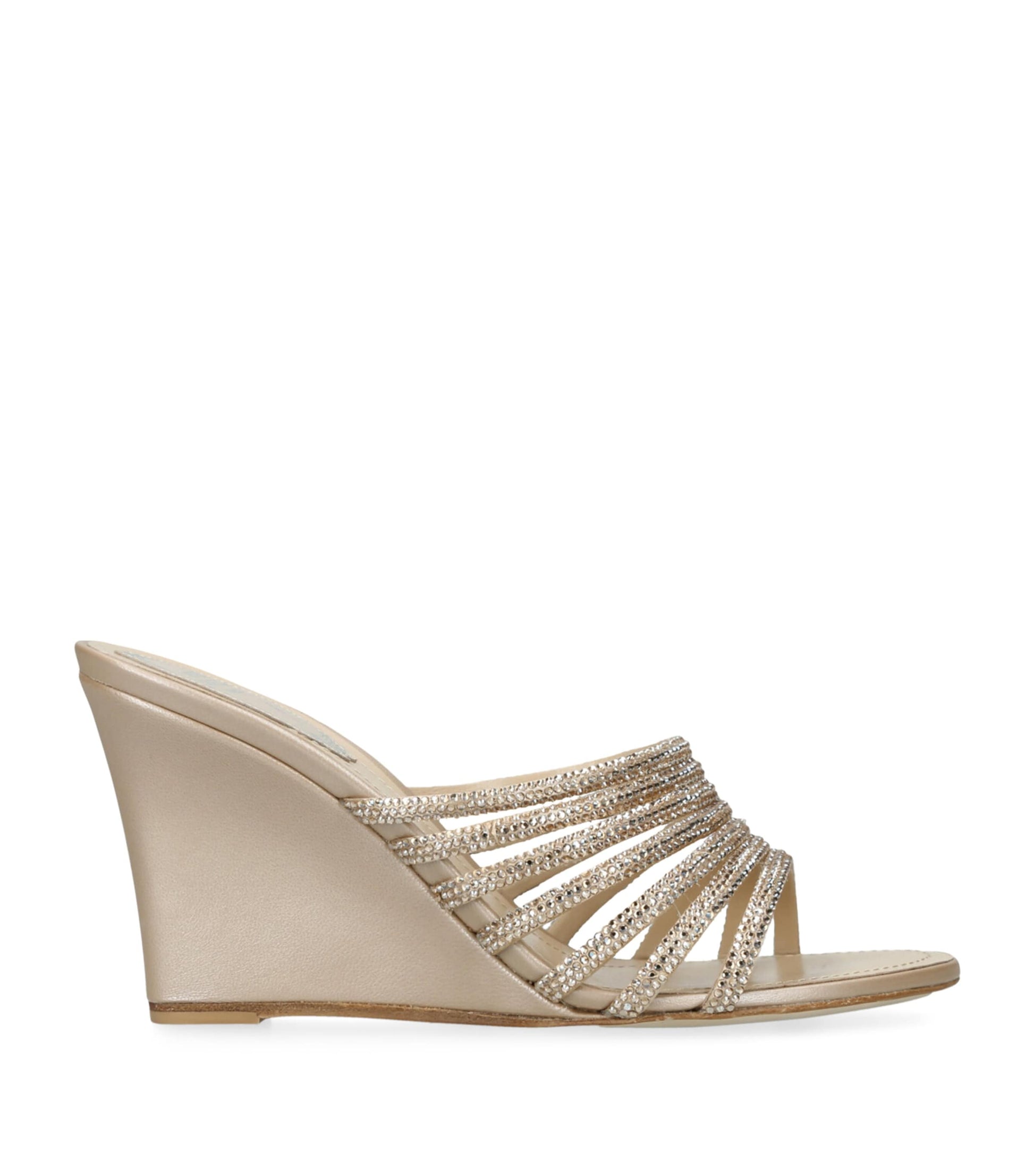 Gold Satin Strappy Wedges 80