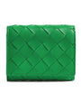 Green Leather Intrecciato Trifold Wallet