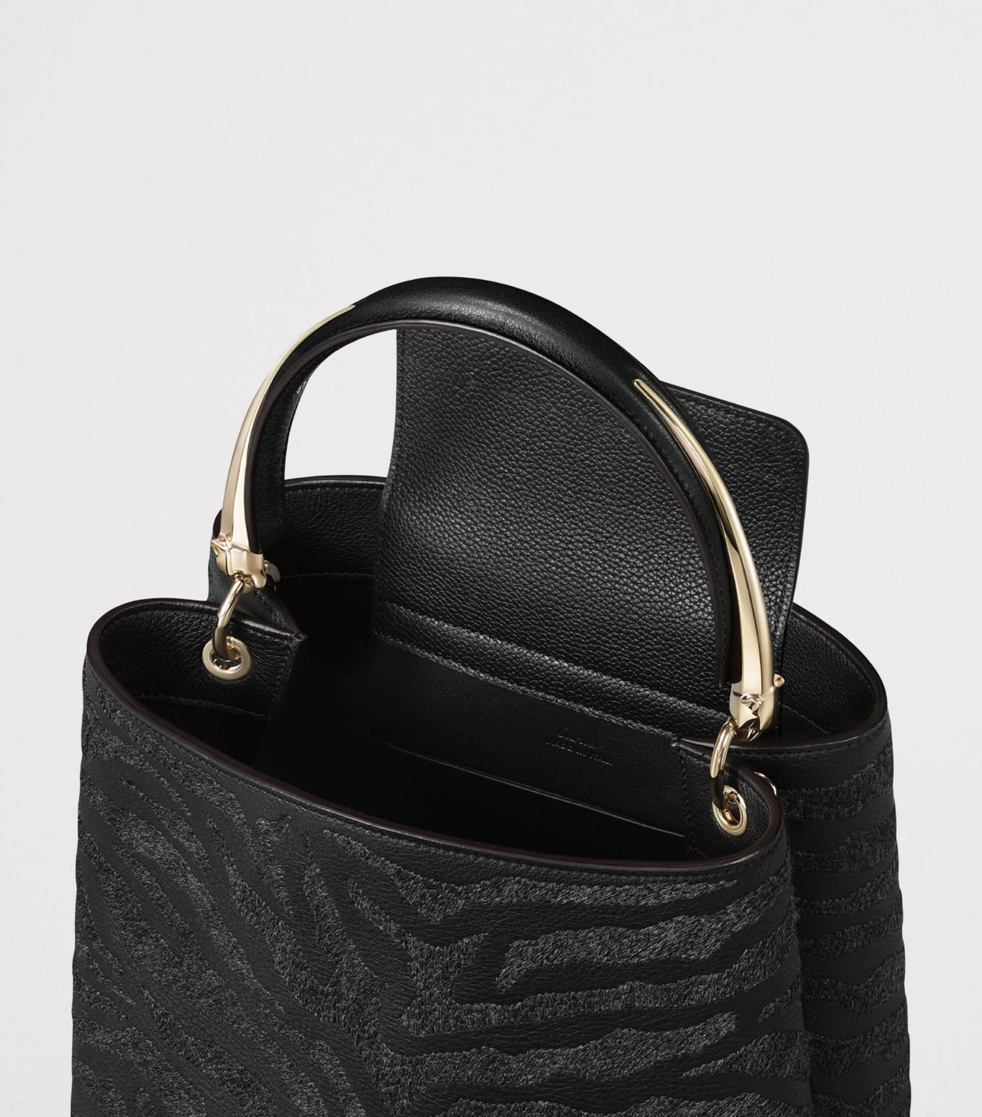 Black Calfskin Panthère de Cartier Top-Handle Bag