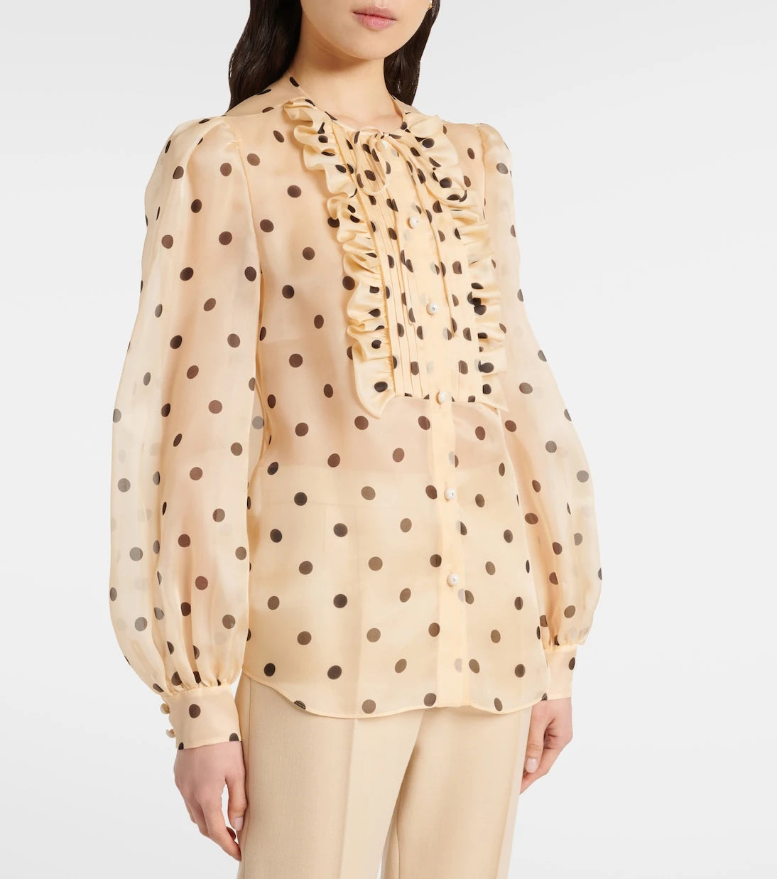 Valentino - Polka-dot silk organza blouse