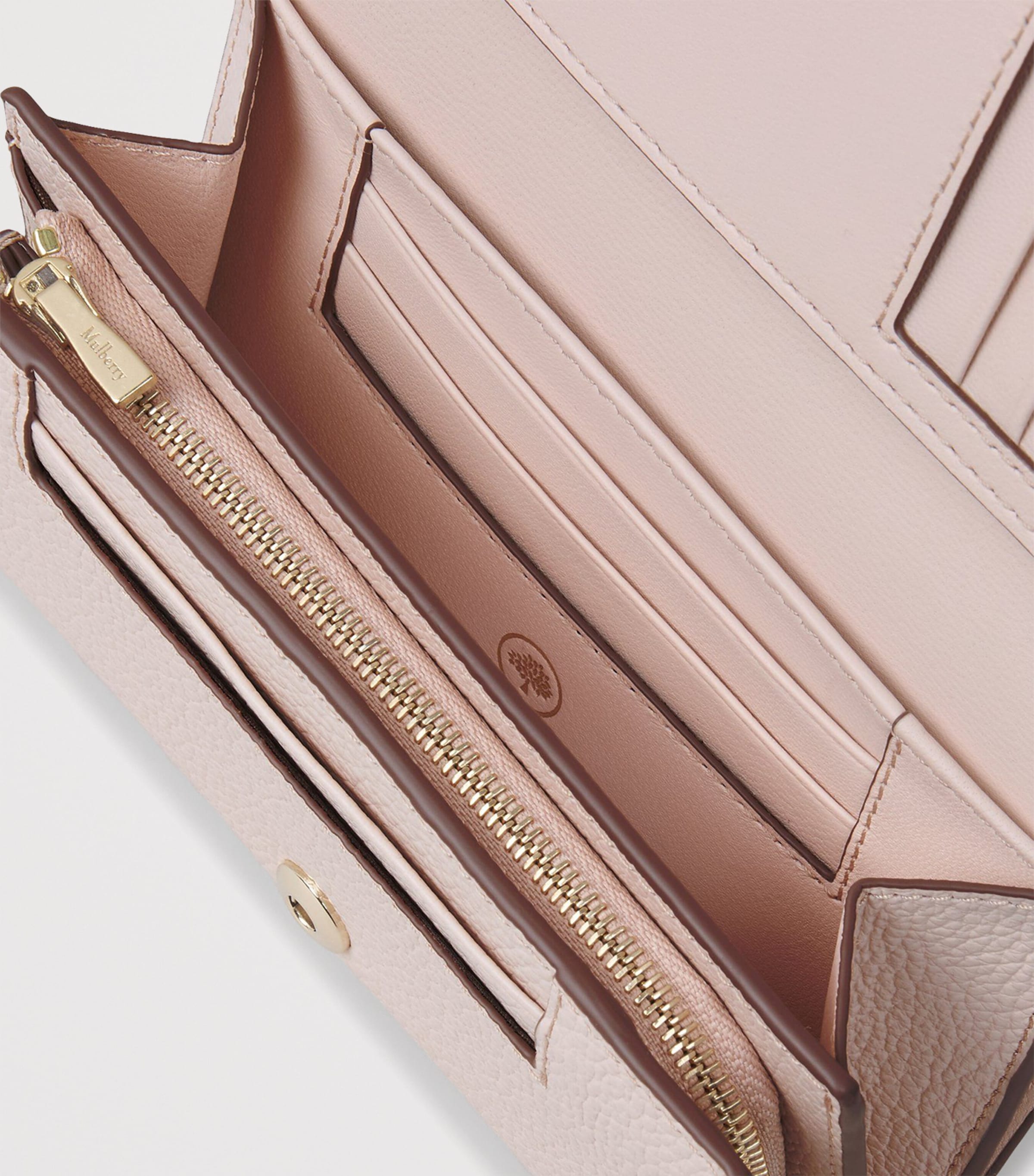 Mulberry Leather Medium Continental French Purse BLOSSOM PINK